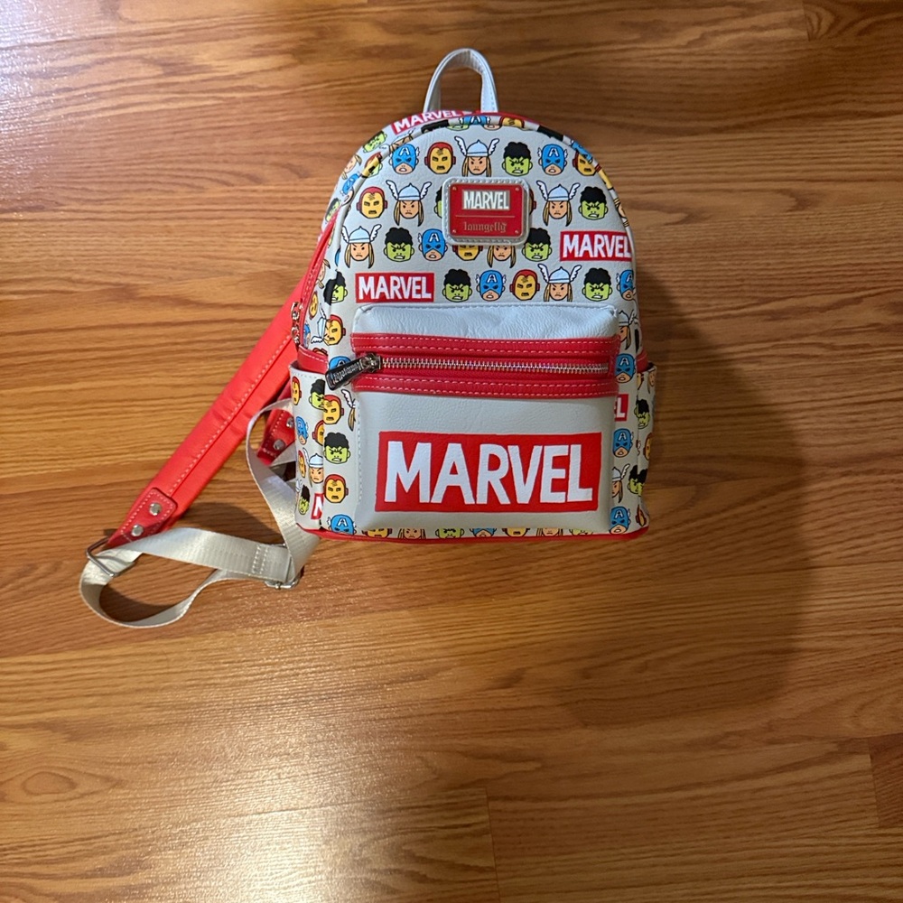 Loungefly Marvel Emoji Kids Backpack - Red and Beige